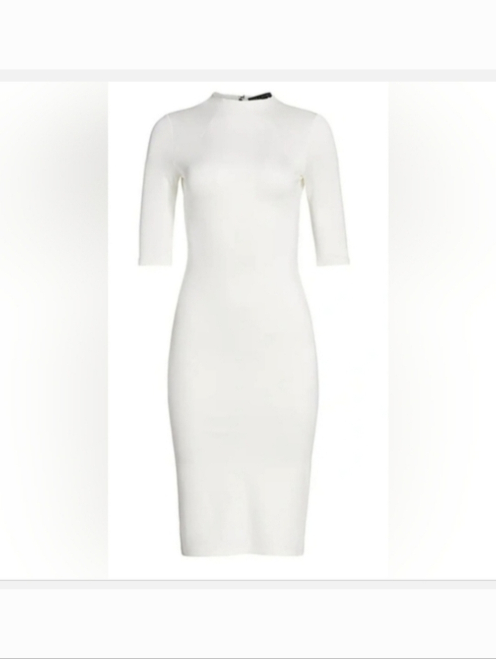 Alice + Olivia Delora Fitted Mock Neck Dress in Off White Size 8 - Picture 2 of 13